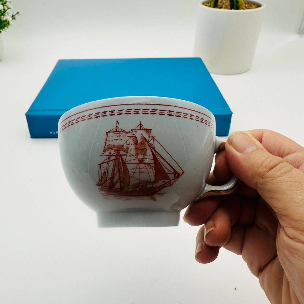 Vintage Spode Trade Winds Red Ship Teacup Fine Stone England Nautical